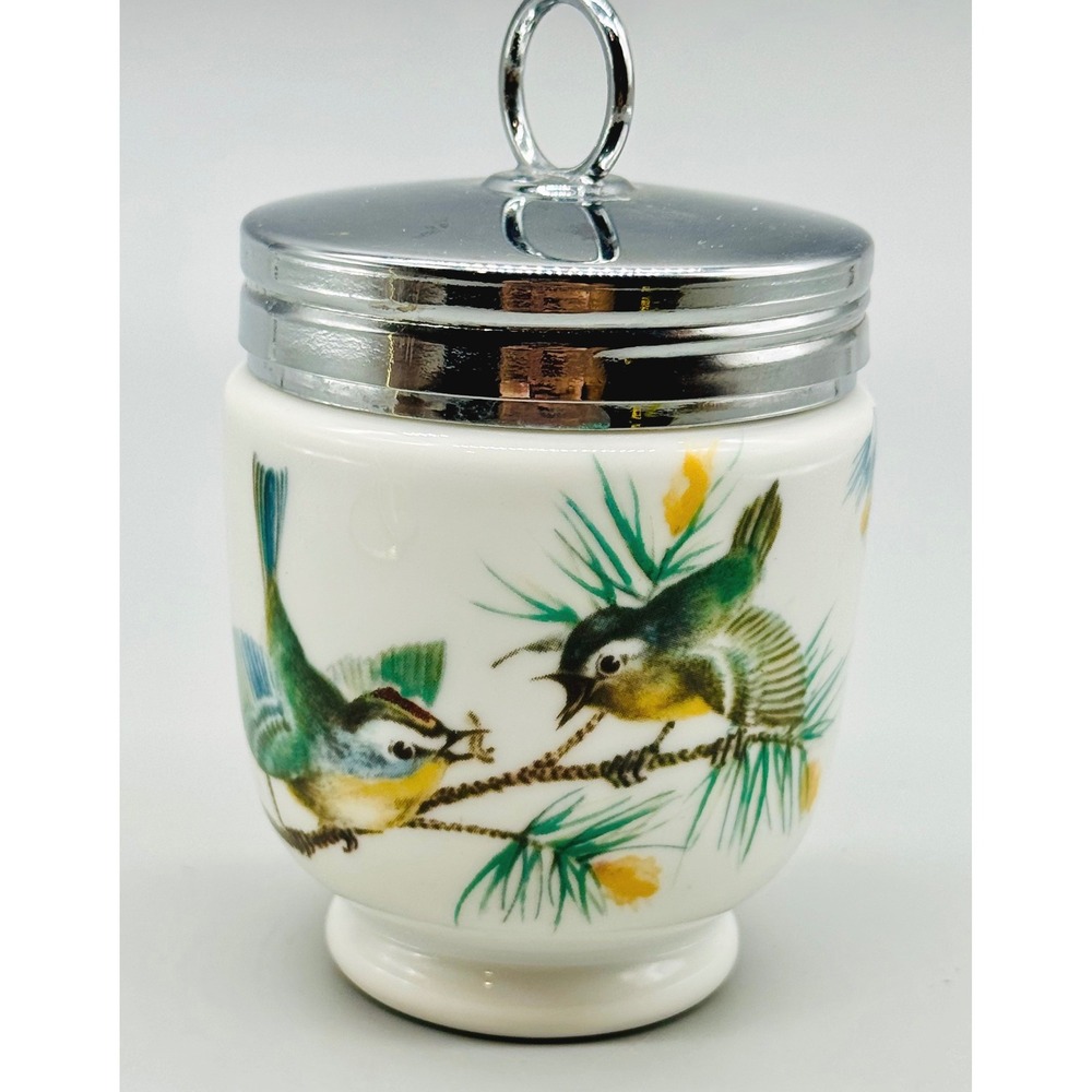 Royal Worcester Egg Coddler Wren Finch Bird Pattern Vintage Porcelain